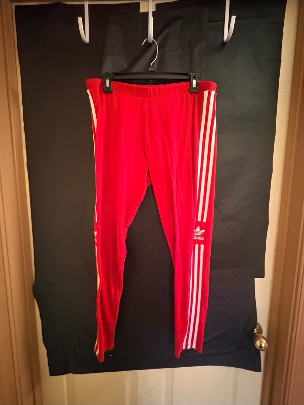 adidas Red Track Pants with White Three-Stripes